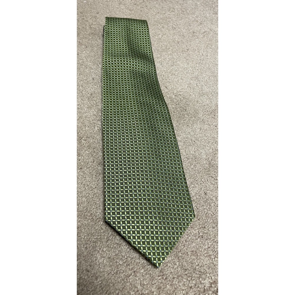 Brooks Brothers Makers Tie Pure Silk 3.75" Vintage Green Square Blue